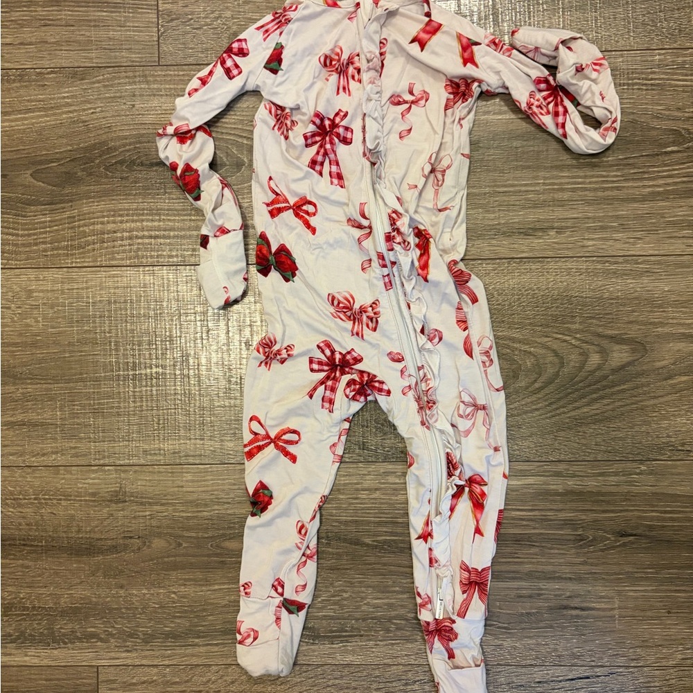 Velveteen by Bunny Knots Kids One Piece with Red Bow Design